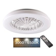 LED Stmievateľné stropné svietidlo s ventilátorom LIBYA LED/48W/230V 3000-6500K biela + diaľkové ovládanie