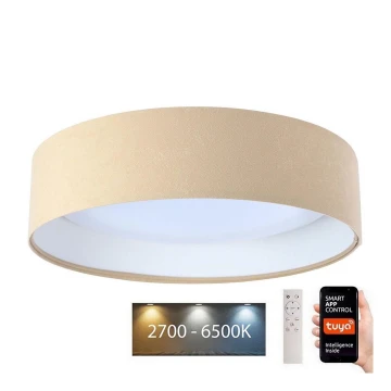 LED Stmievateľné stropné svietidlo SMART GALAXY LED/36W/230V pr. 55 cm 2700-6500K Wi-Fi Tuya béžová/biela + diaľkové ovládanie