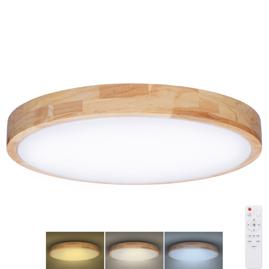 LED Stmievateľné stropné svietidlo SOLID OAK LED/60W/230V 3000-6500K hnedá pr. 51 cm + diaľkové ovládanie