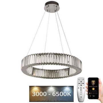 LED Stmievateľný krištáľový luster na lanku LED/40W/230V 3000-6500K chróm + diaľkové ovládanie