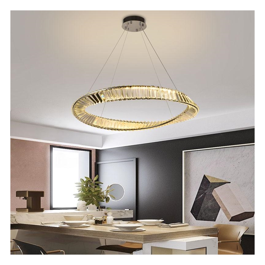 LED Stmievateľný krištáľový luster na lanku LED/50W/230V 3000-6500K + diaľkové ovládanie