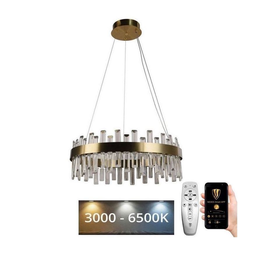 LED Stmievateľný krištáľový luster na lanku LED/80W/230V 3000-6500K + diaľkové ovládanie