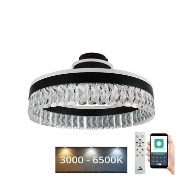 LED Stmievateľný krištáľový prisadený luster LED/75W/230V 3000-6500K čierna + diaľkové ovládanie