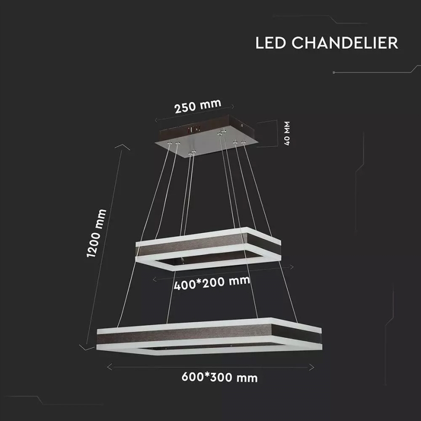 LED Stmievateľný luster na lanku 2xLED/115W/230V