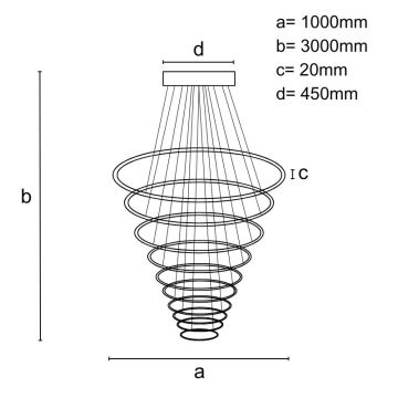 LED Stmievateľný luster na lanku LED/365W/230V 3000-6500K + diaľkové ovládanie