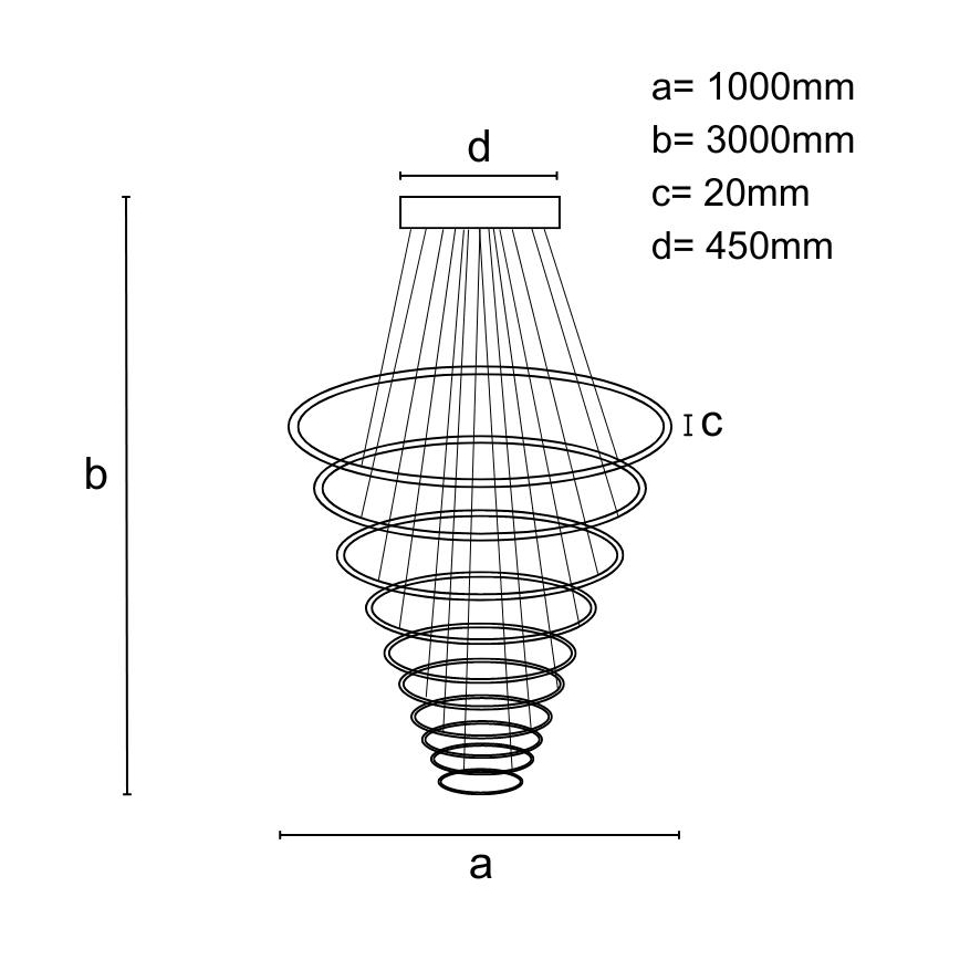 LED Stmievateľný luster na lanku LED/365W/230V 3000-6500K + diaľkové ovládanie