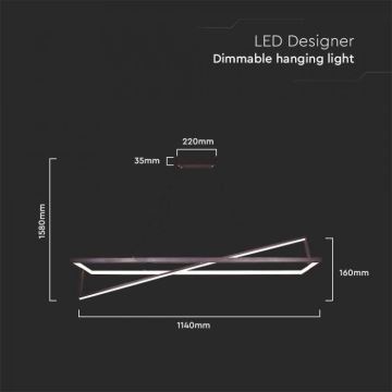 LED Stmievateľný luster na lanku LED/45W/230V 3000K 114 cm čierna