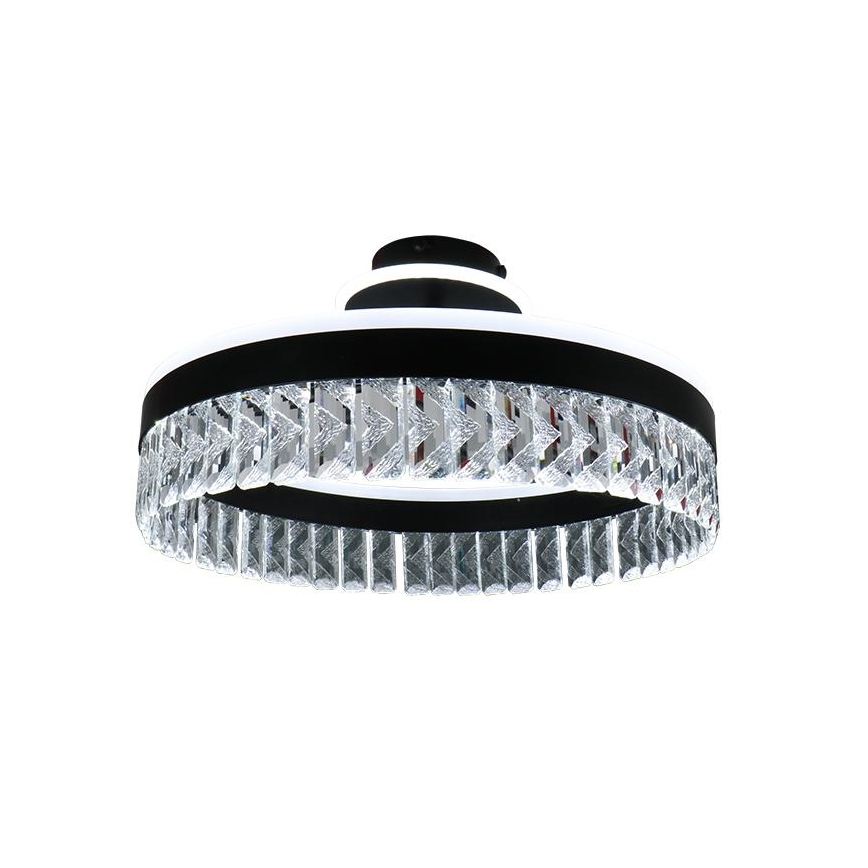 LED Stmievateľný krištáľový prisadený luster LED/75W/230V 3000-6500K čierna + diaľkové ovládanie