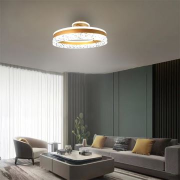 LED Stmievateľný prisadený luster LED/86W/230V 3000-6500K zlatá + diaľkové ovládanie