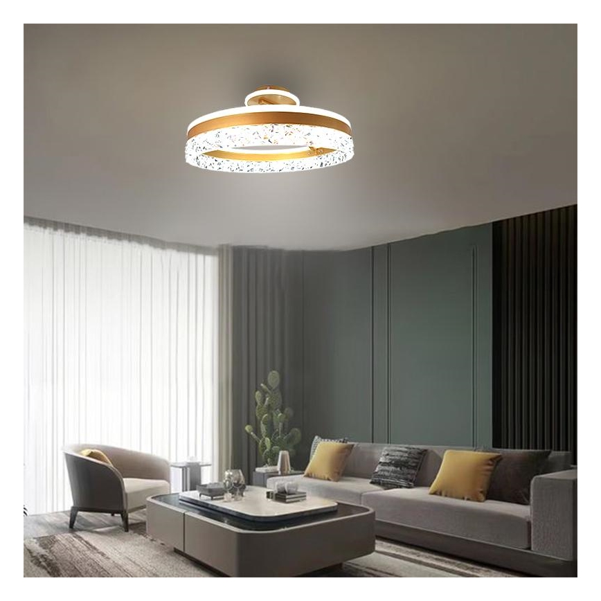 LED Stmievateľný prisadený luster LED/86W/230V 3000-6500K zlatá + diaľkové ovládanie