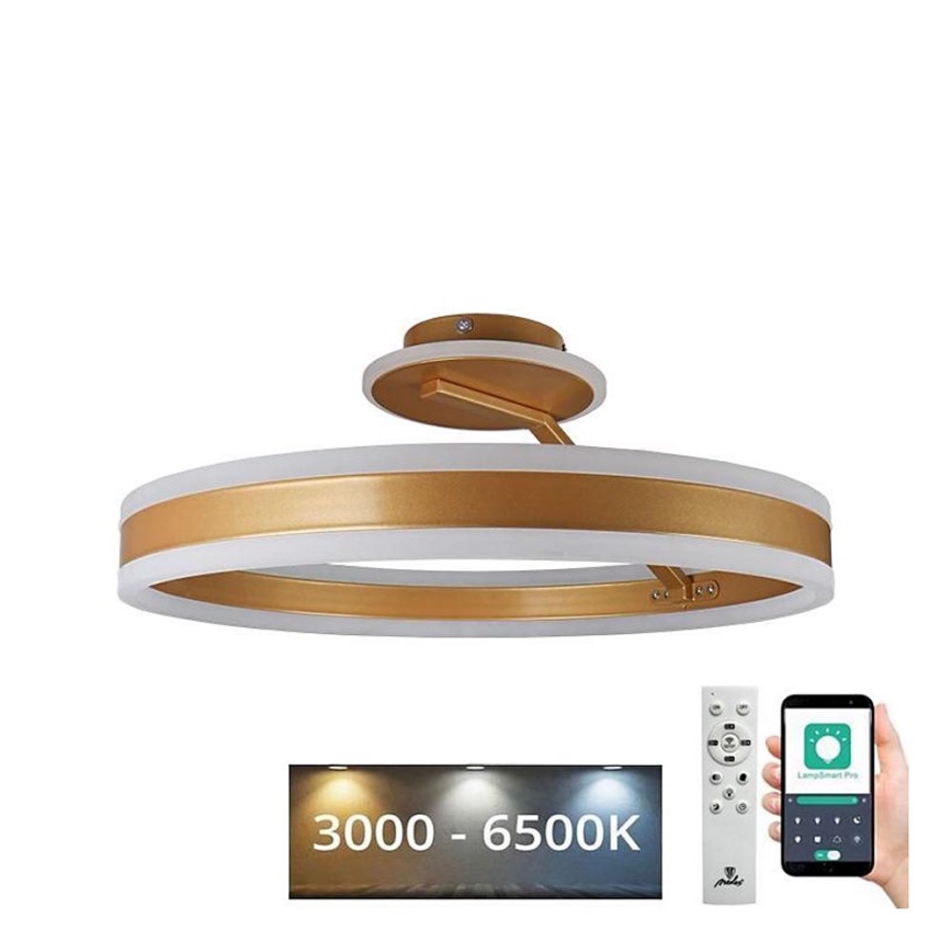 LED Stmievateľný prisadený luster LED/86W/230V 3000-6500K zlatá + diaľkové ovládanie