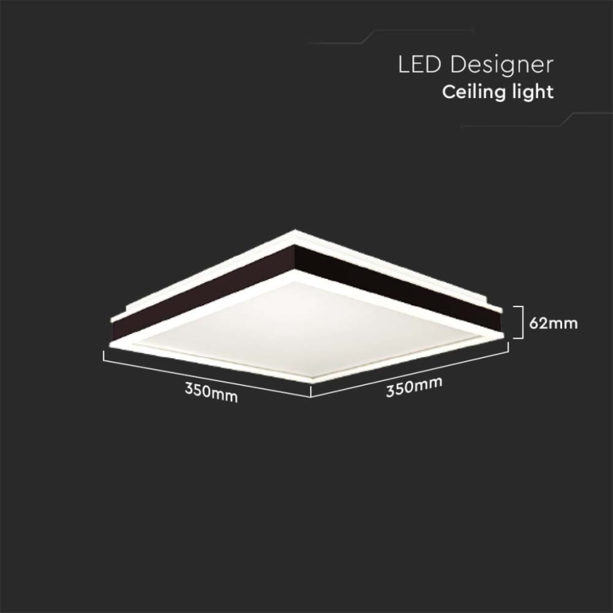 LED Stropné svietidlo LED/18W/230V 4000K 35x35 cm čierna