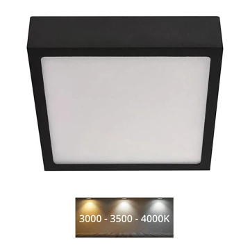 LED Stropné svietidlo NEXXO LED/12,5W/230V 3000/3500/4000K 17x17 cm čierna