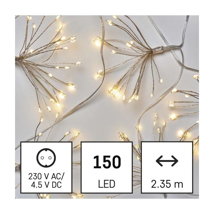 LED Vianočná reťaz 150xLED/5,35m teplá biela