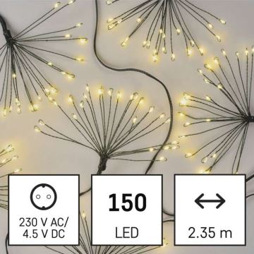 LED Vianočná reťaz 150xLED/5,35m teplá biela