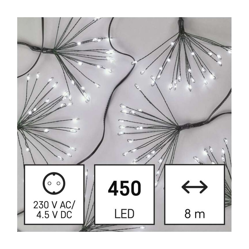 LED Vianočná reťaz 450xLED/11m studená biela