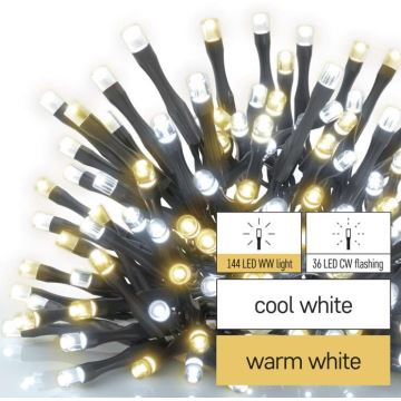 LED Vianočná vonkajšia reťaz 180xLED/2 funkcie 23m IP44 teplá/studená biela