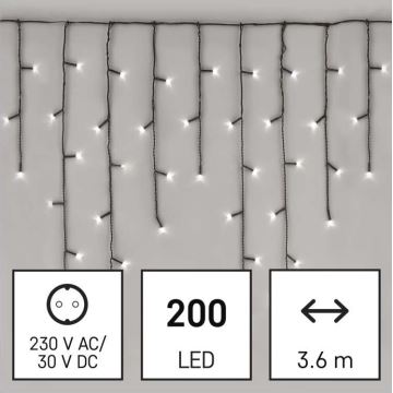 LED Vianočná vonkajšia reťaz 200xLED/8 módov 8,6m IP44 studená biela