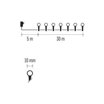 LED Vianočná vonkajšia reťaz 300xLED/35m IP44 teplá biela