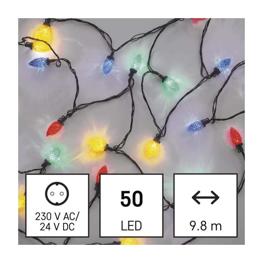 LED Vianočná vonkajšia reťaz 50xLED/8 módov 14,8m IP44 multicolor