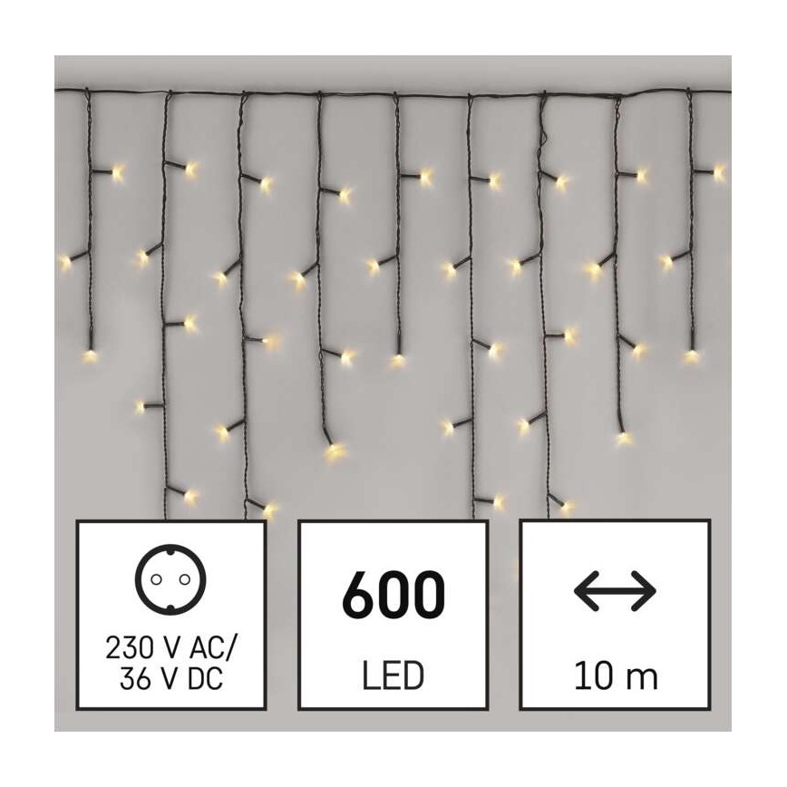 LED Vianočná vonkajšia reťaz 600xLED/8 módov 15m IP44 teplá biela