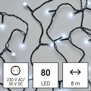 LED Vianočná vonkajšia reťaz 80xLED/13m IP44 studená biela