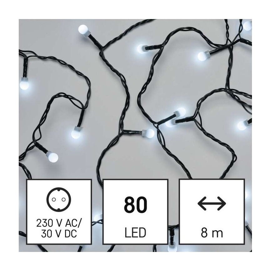 LED Vianočná vonkajšia reťaz 80xLED/13m IP44 studená biela