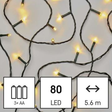 LED Vianočná vonkajšia reťaz 80xLED/6,1m IP44 teplá biela