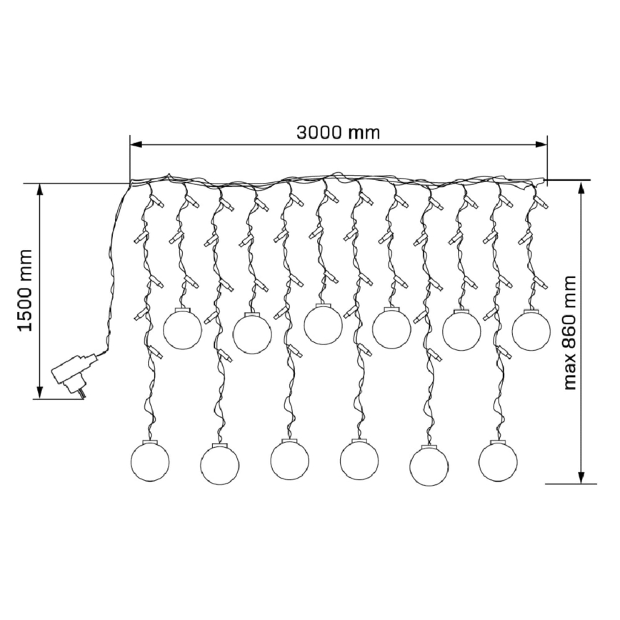 LED Vianočný záves WISH BALLS 108xLED/8 funkcií 4,5 m teplá biela