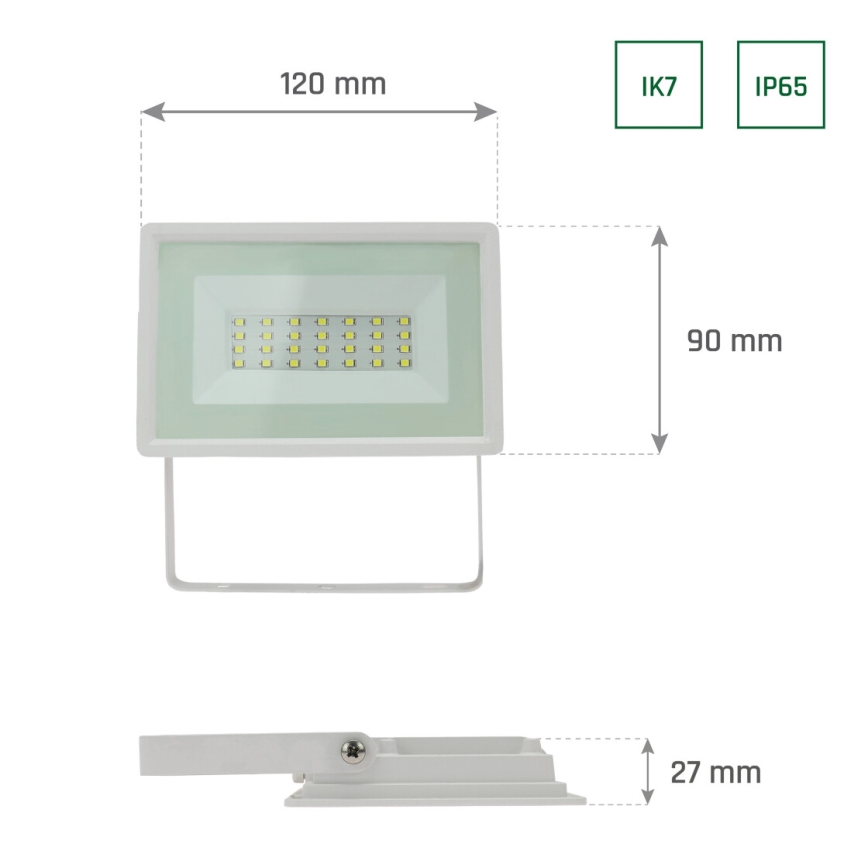 LED Vonkajší reflektor NOCTIS LUX 3 LED/20W/230V 4000K IP65 biela