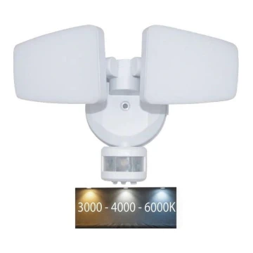 LED Vonkajší reflektor so senzorom LED/24W/230V 3000/4000/6000K IP54 biela
