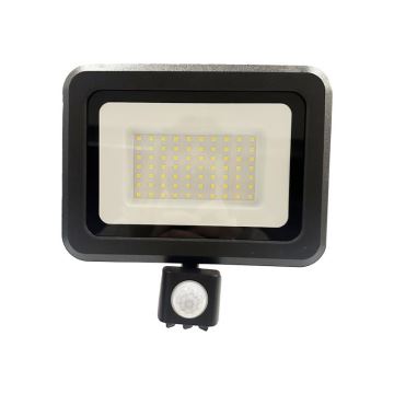 LED Vonkajší reflektor so senzorom LED/50W/230V 4000K IP44 čierna