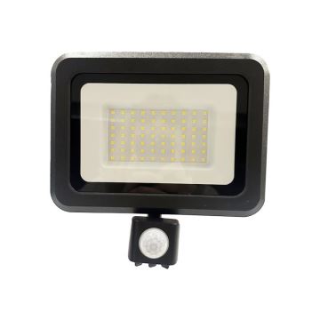 LED Vonkajší reflektor so senzorom LED/50W/230V 4000K IP65 čierna