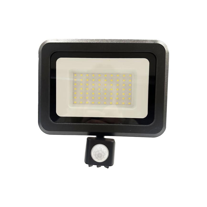 LED Vonkajší reflektor so senzorom LED/50W/230V 4000K IP65 čierna