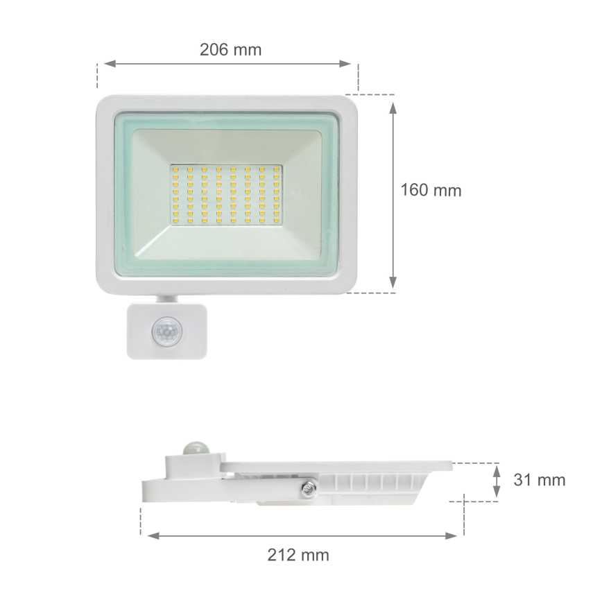 LED Vonkajší reflektor so senzorom NOCTIS LUX 2 LED/50W/230V 3000K IP44 biela