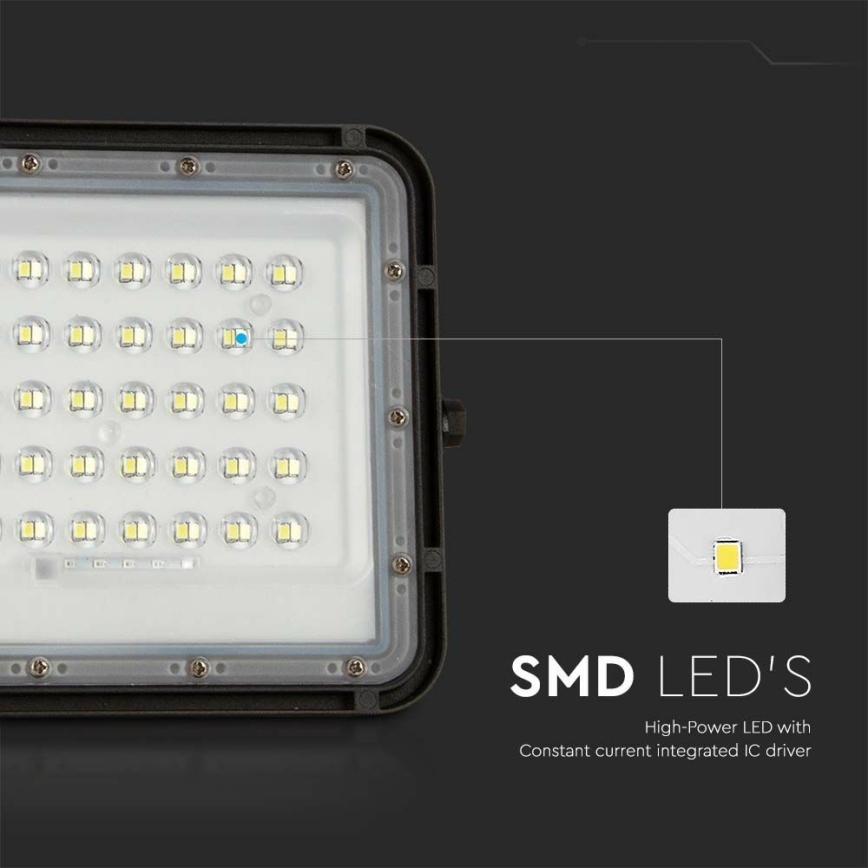 LED Vonkajší stmievateľný solárny reflektor LED/10W/3,2V IP65 4000K čierna + diaľkové ovládanie