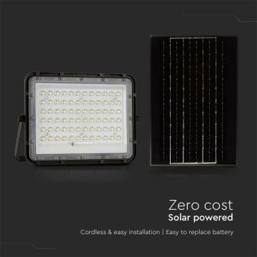 LED Vonkajší stmievateľný solárny reflektor LED/15W/3,2V IP65 4000K čierna + diaľkové ovládanie