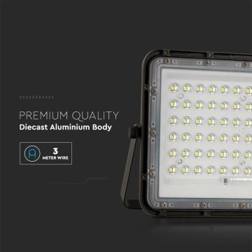 LED Vonkajší stmievateľný solárny reflektor LED/15W/3,2V IP65 4000K čierna + diaľkové ovládanie