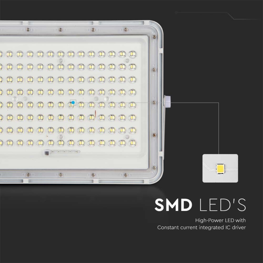 LED Vonkajší solárny reflektor LED/20W/3,2V 6400K biela IP65 + diaľkové ovládanie