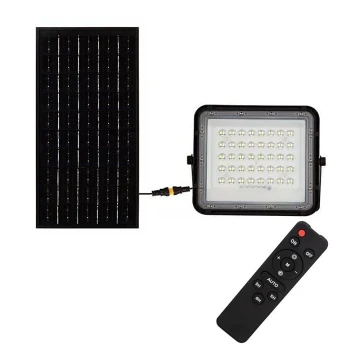 LED Vonkajší stmievateľný solárny reflektor LED/10W/3,2V IP65 4000K čierna + diaľkové ovládanie