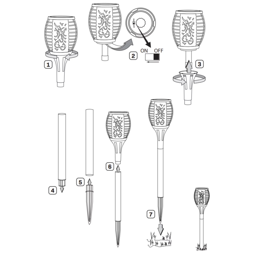 LED Vonkajšia solárna lampa FUEGO BIG LED/1,2V IP44