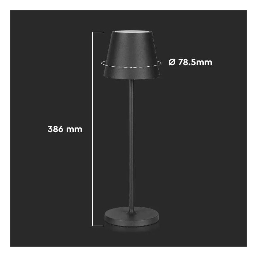 LED Vonkajšia stmievateľná dotyková dobíjacia stolná lampa LED/2W/230V 4400 mAh IP54 antracit