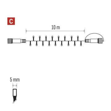 LED Vonkajšia vianočná reťaz 100xLED/10m IP44 modrá