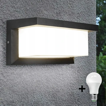 LED Vonkajšie svietidlo so žiarovkou so senzorom súmraku NEELY 1xE27/9W/230V IP54 antracit