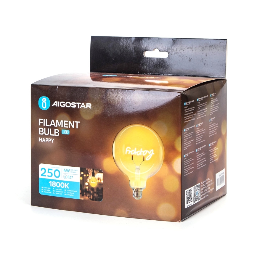 LED Žiarovka FILAMENT E27/4W/230V 1800K happy - Aigostar