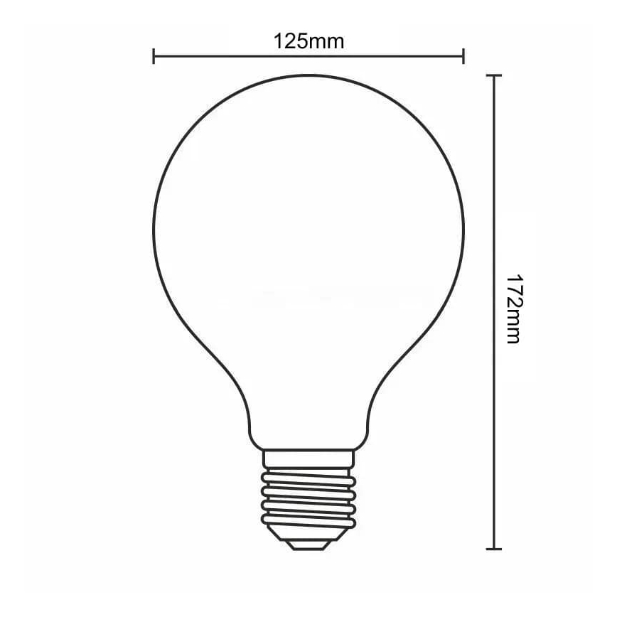 LED Žiarovka FILAMENT G125 E27/18W/230V 3000K