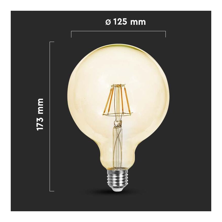 LED Žiarovka FILAMENT G125 E27/6W/230V 2200K