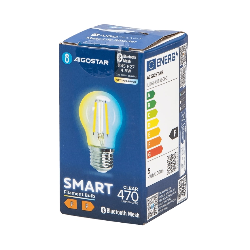 LED Žiarovka FILAMENT G45 E27/4,5W/230V 2700-6500K - Aigostar