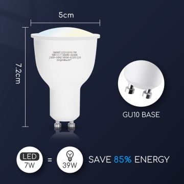 LED Žiarovka GU10/7W/230V 3000-6500K Wi-Fi - Aigostar