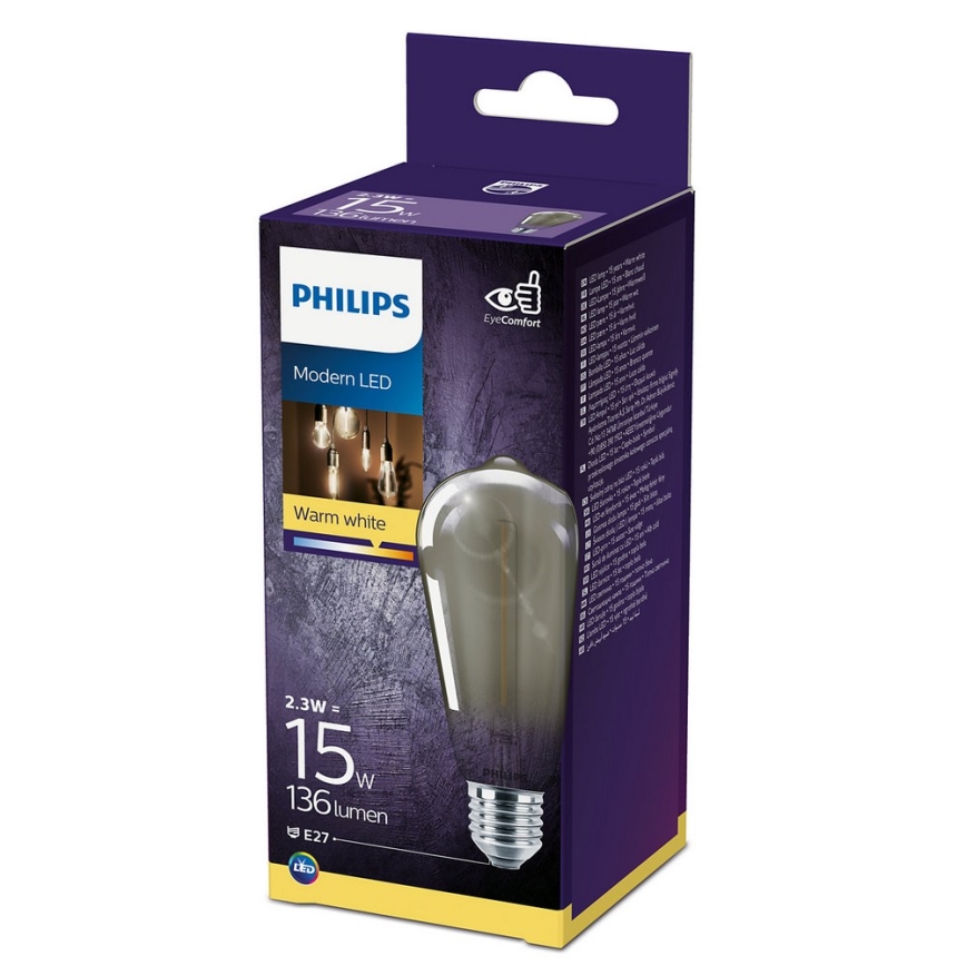 LED Žiarovka SMOKY VINTAGE Philips ST64 E27/2,3W/230V